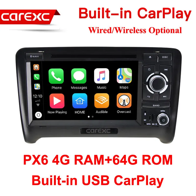 PX6 64G ROM CarExc 7 дюймов Android 9,0 Радио беспроводной CarPlay gps Навигация DVD плеер для Audi TT MK2 8J 2006 2007 2008 2009 2010 2011 2012 - Цвет: PX6 64G ROM