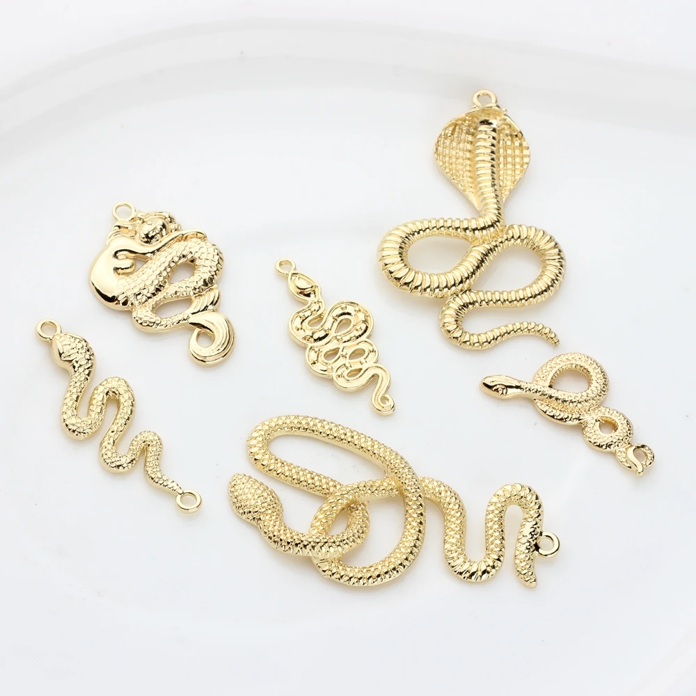 6pcs/lot Zinc Alloy Cobra Snake Charms Pendants For DIY Fashion Jewelry Making Finding Accessories
