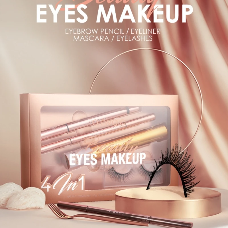 Набор для макияжа глаз четыре в одном (водостойкая не выцветающая подводка + тушь