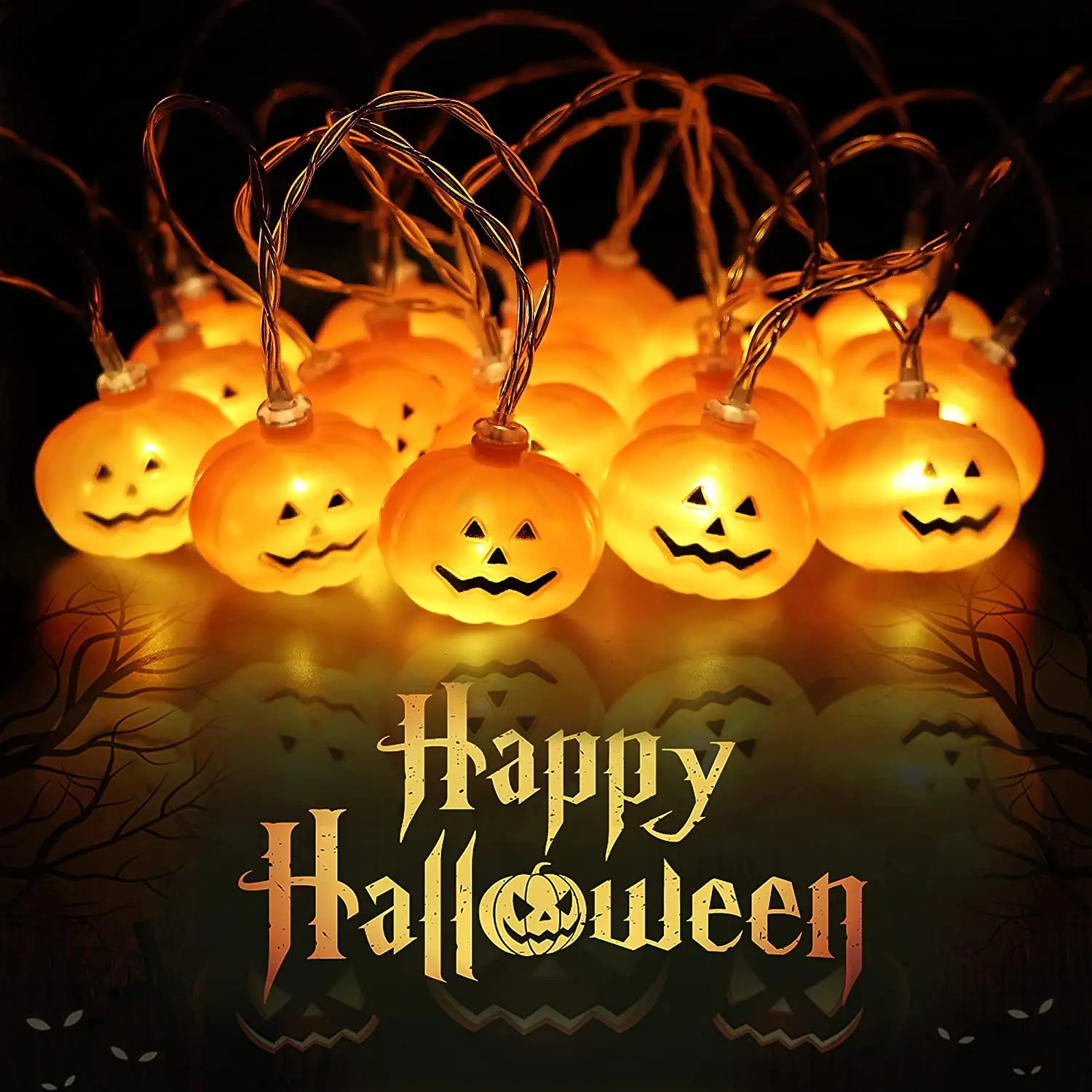 

СВЕТОДИОДНАЯ Гирлянда в виде тыквы на Хэллоуин, 3 м, 20 светодиодов
