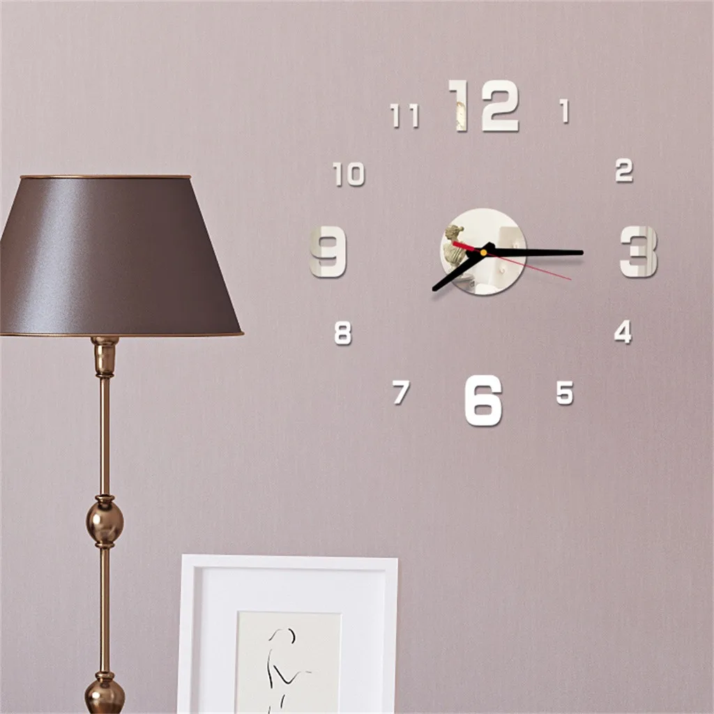 

3d Diy Roman Numbers Acrylic Mirror Wall Sticker Clock Home Decor Mural Decals Living Room Decoration Diy Wall Stickers #763