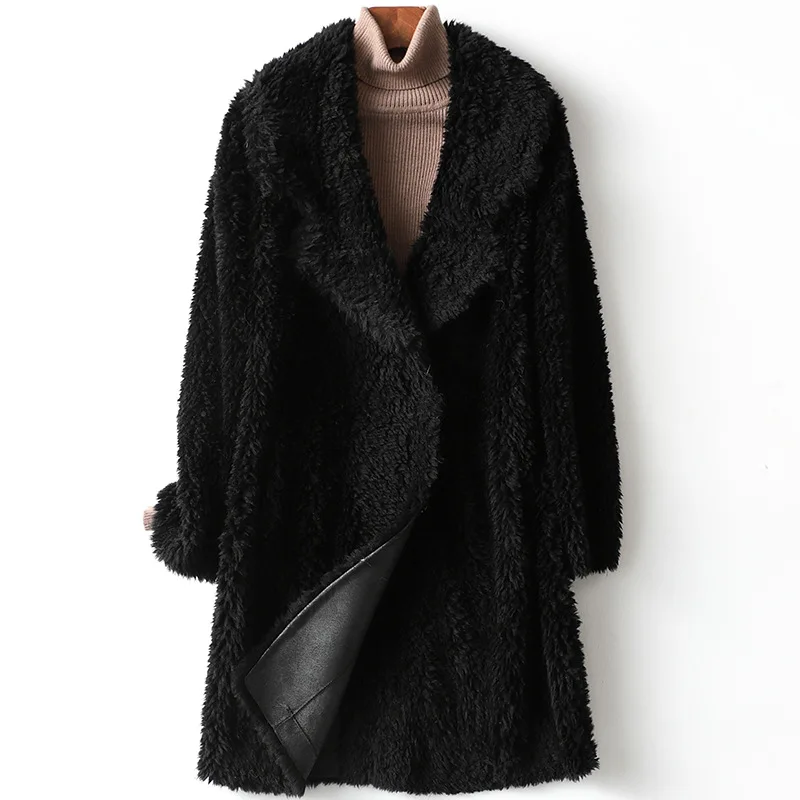 Autumn Elegant Wool Fur Sheep Shearer Coat Female Long Composite Fur Winter Wool Coat Women 2020 Fashion Jacket