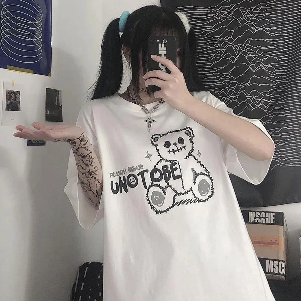

Summer Gothic T-shirt women's top casual white T-shirt clothing funny print cool girl funny letter print T-shirt street style
