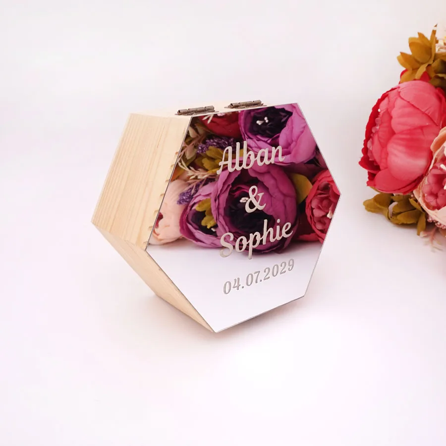 Коробка шестиугольной формы с зеркальной крышкой деревянные подарочные коробки