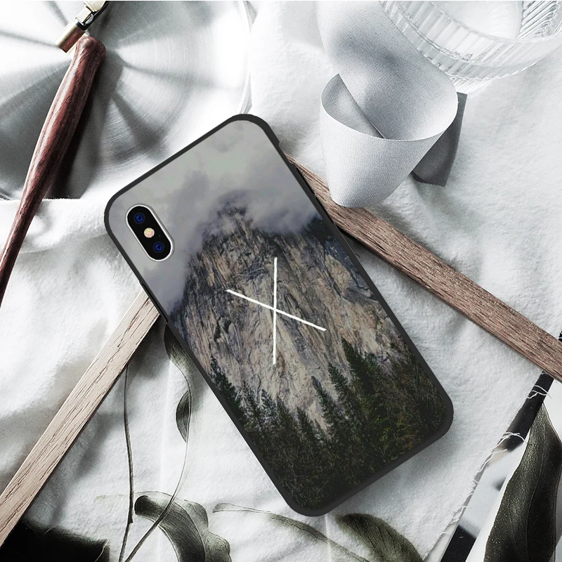 Black matte soft case for iPhone 7 8 6 6s 11 Pro Mountain Forest Clouds plastic Matte BacK Cover Coque For XR X XS MAX |