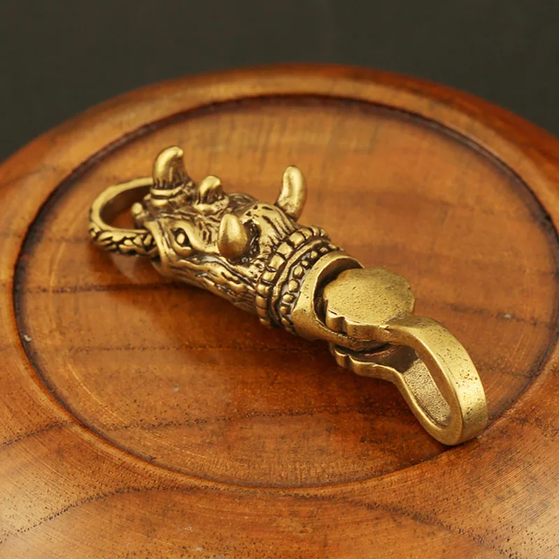 Медная головка носорога автомобильный брелок подвеска на поясную пряжку