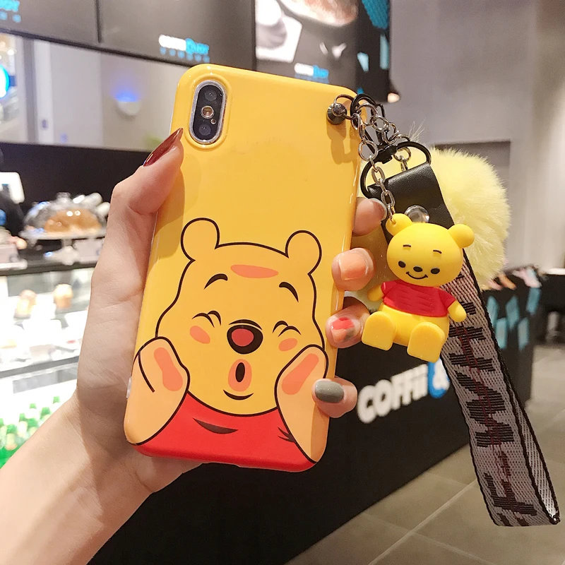 3D мультфильм маленький Стич волосы мяч шнур силиконовый чехол для iPhone 7 8 X XR XS MAX 6 plus samsung Galaxy S10 S9 S8 Note 9 чехол