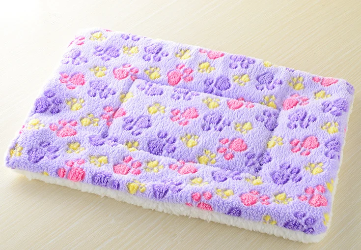 Purple footprint 14 Стиль Коврик для собак зимние одеяла для домашних животных утолщаются теплые питомники 100*70 см кушетка для собак и кровати для домашних животных маленький средний большой коврик для собак мягкая подушка - Цвет: Purple footprint