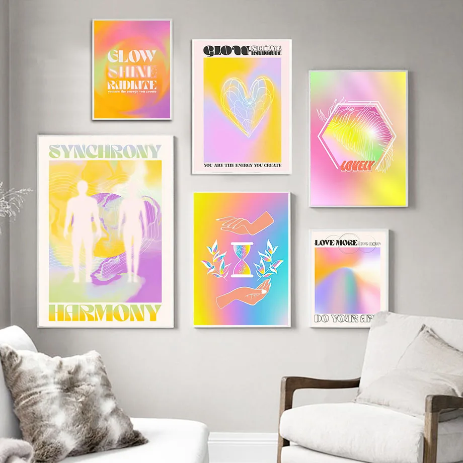 

You Are Energy Poster Lovely Gradient Color Wall Art Canvas Painting Posters And Prints Wall Pictures For Living Room Aesthetics