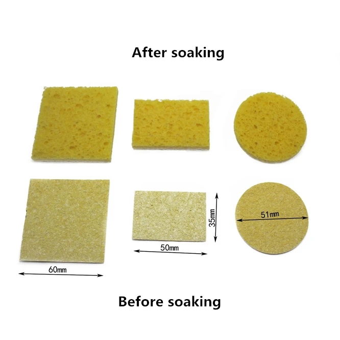 100Pcs Square Round shape 6x6cm High Temperature Resistant Sponge Electric Iron Tip Cleaning Sponge Rectangular Cleaning sponge