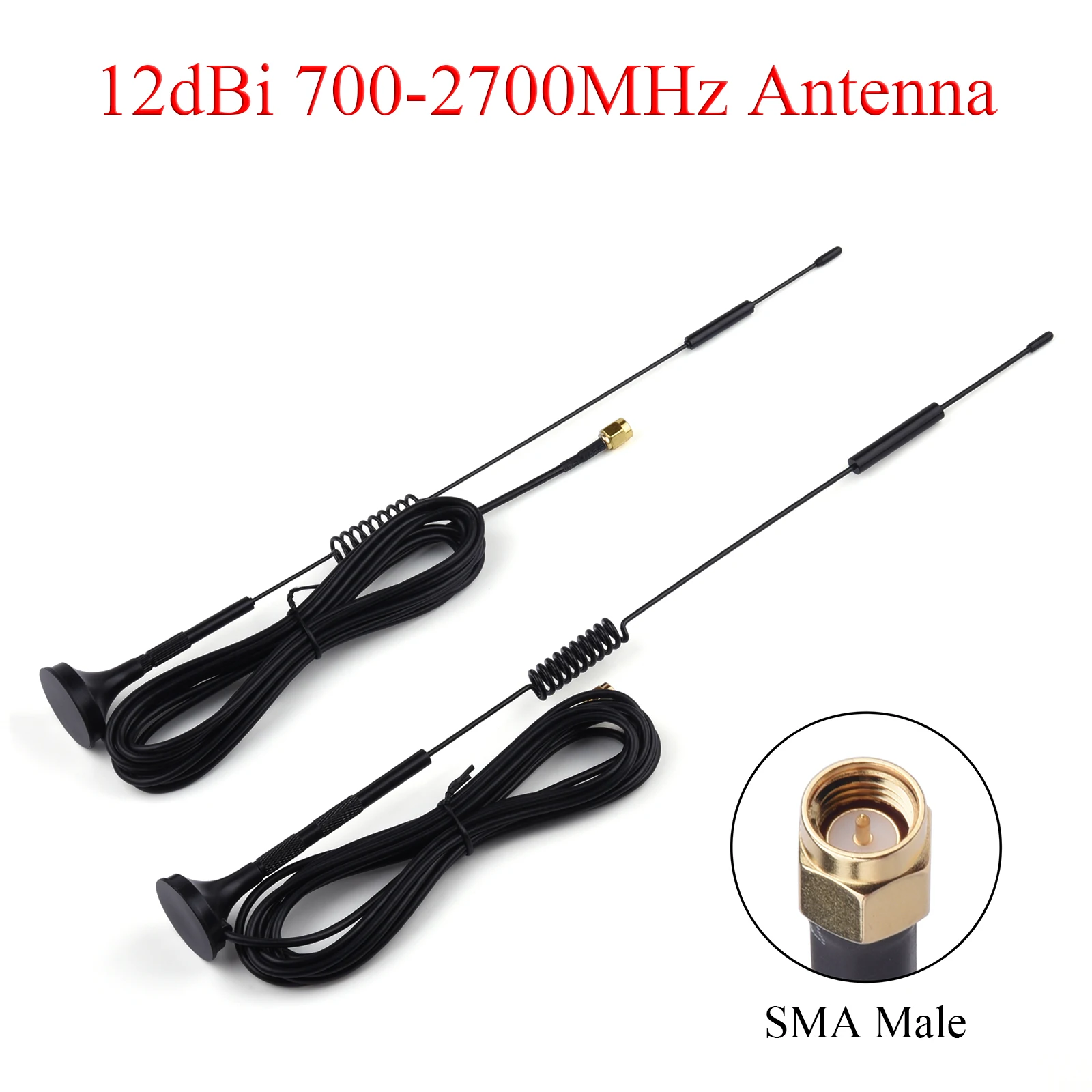 Антенна 700 2700 МГц 12 дБи 2G 3G 4G LTE с магнитным основанием SMA Штекерный разъем кабелем 1