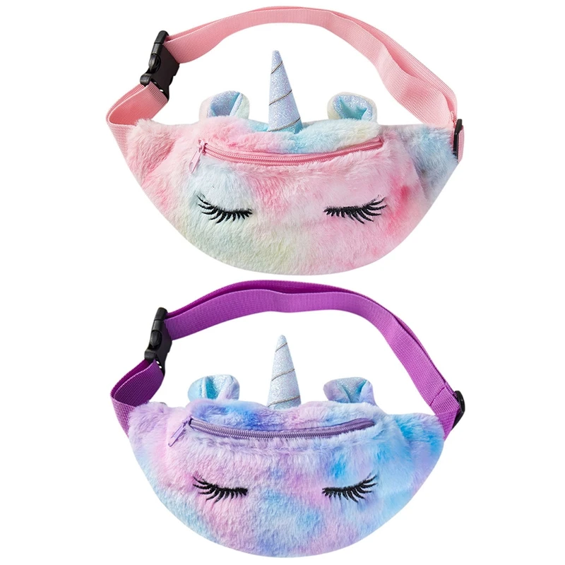 

Cute Unicorn Female Waist Bag Kids Fanny Pack Cartoon Plush Women Belt Bag Fashion Travel Phone Pouch Chest Bag