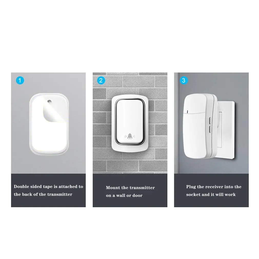 

Ring Doorbell Wireless Doorbell No Battery Waterproof Self-Powered DoorBell Home Cordless Ring Dong Chime Timbre Calling
