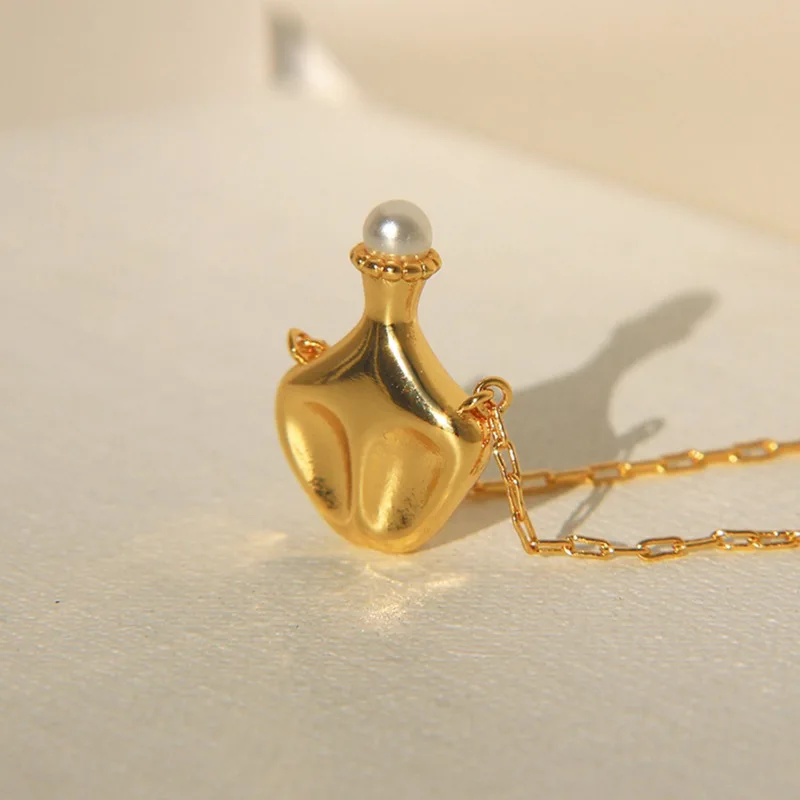 Модное женское ожерелье с позолоченным флагоном жемчужным кулоном Ожерелье