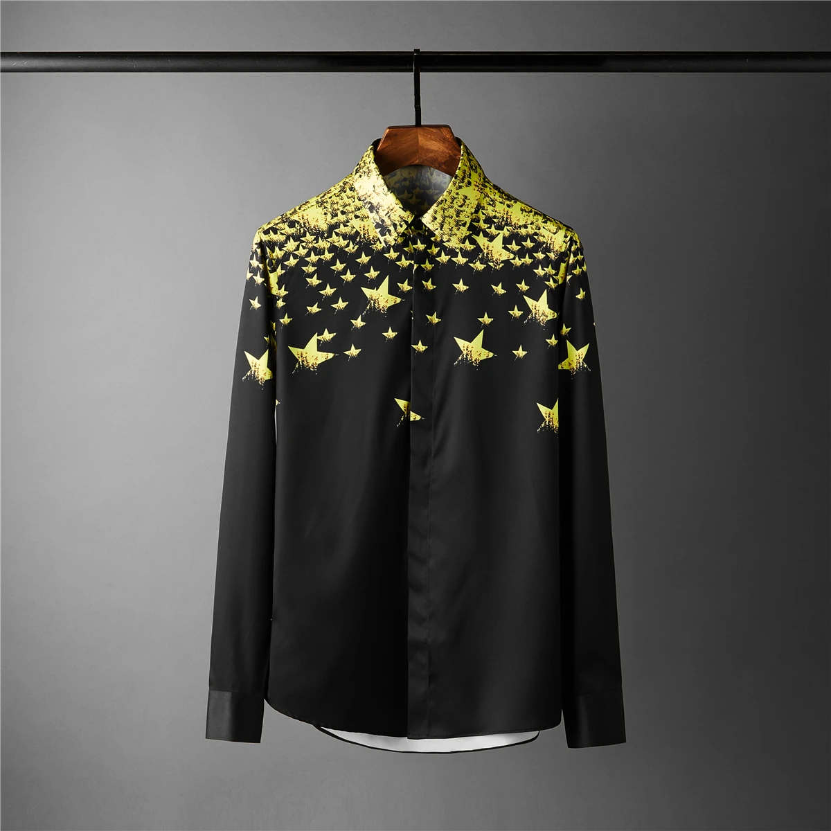 Minglu протектор черный Для мужчин рубашка роскошные звездного неба повторяющийся
