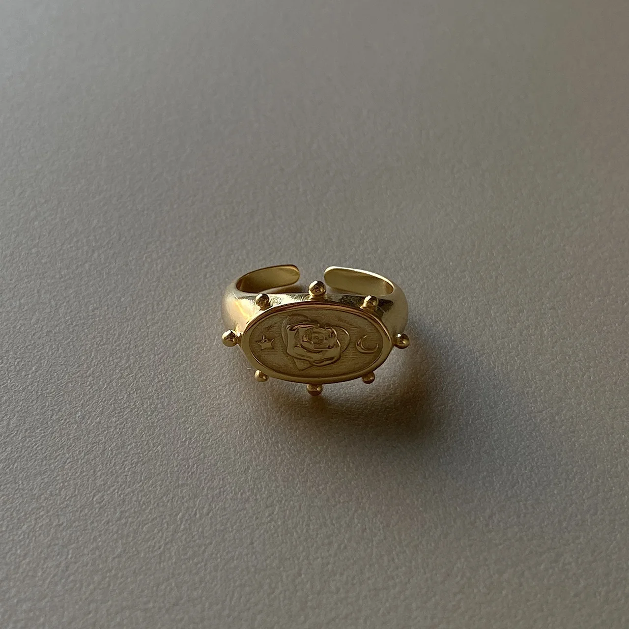 European Gold Color 925 Sterling Silver Adjustable Rings for Women Dainty Oval Rose Flower Luxury Ladies Fashion Jewelry | Украшения и