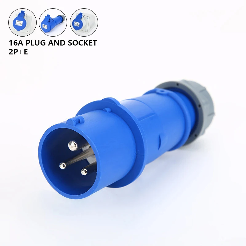

16A 3 Pin 220V-250v IP44 2P+E Waterproof Electric Power Industrial Connector Industrial Site Male & Female Plug Socket