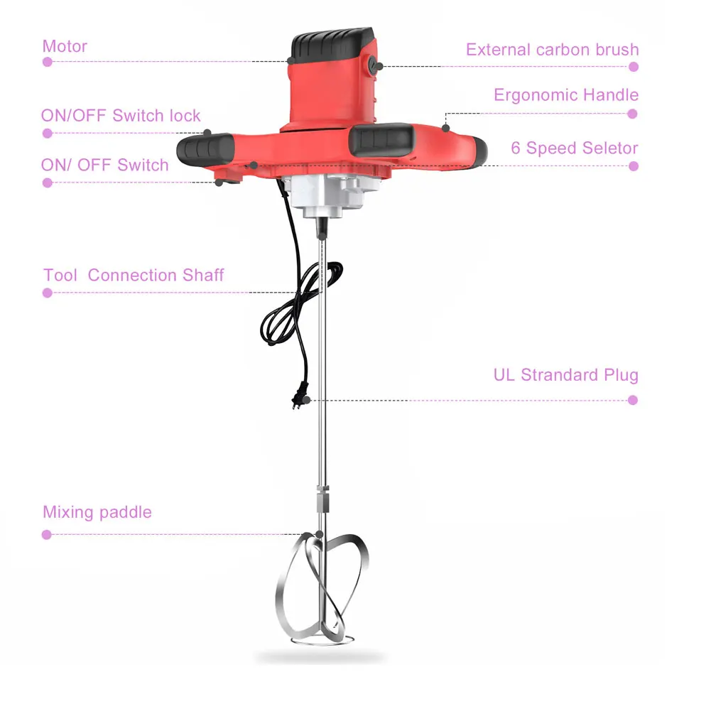 

2100W Electric Concrete Cement Plaster Handheld Drill Mixer Stirring Tool Electric Mortar Mixer Putty Powder Mixing Machine