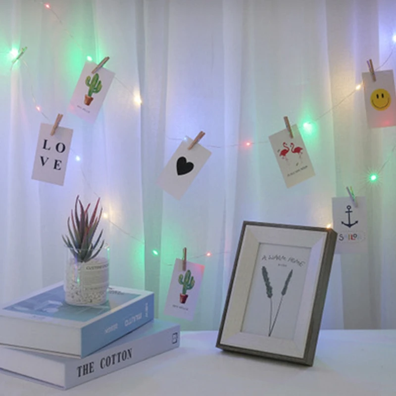 20 шт. деревянные зажимы для съемный медный провод Светильник гирлянда