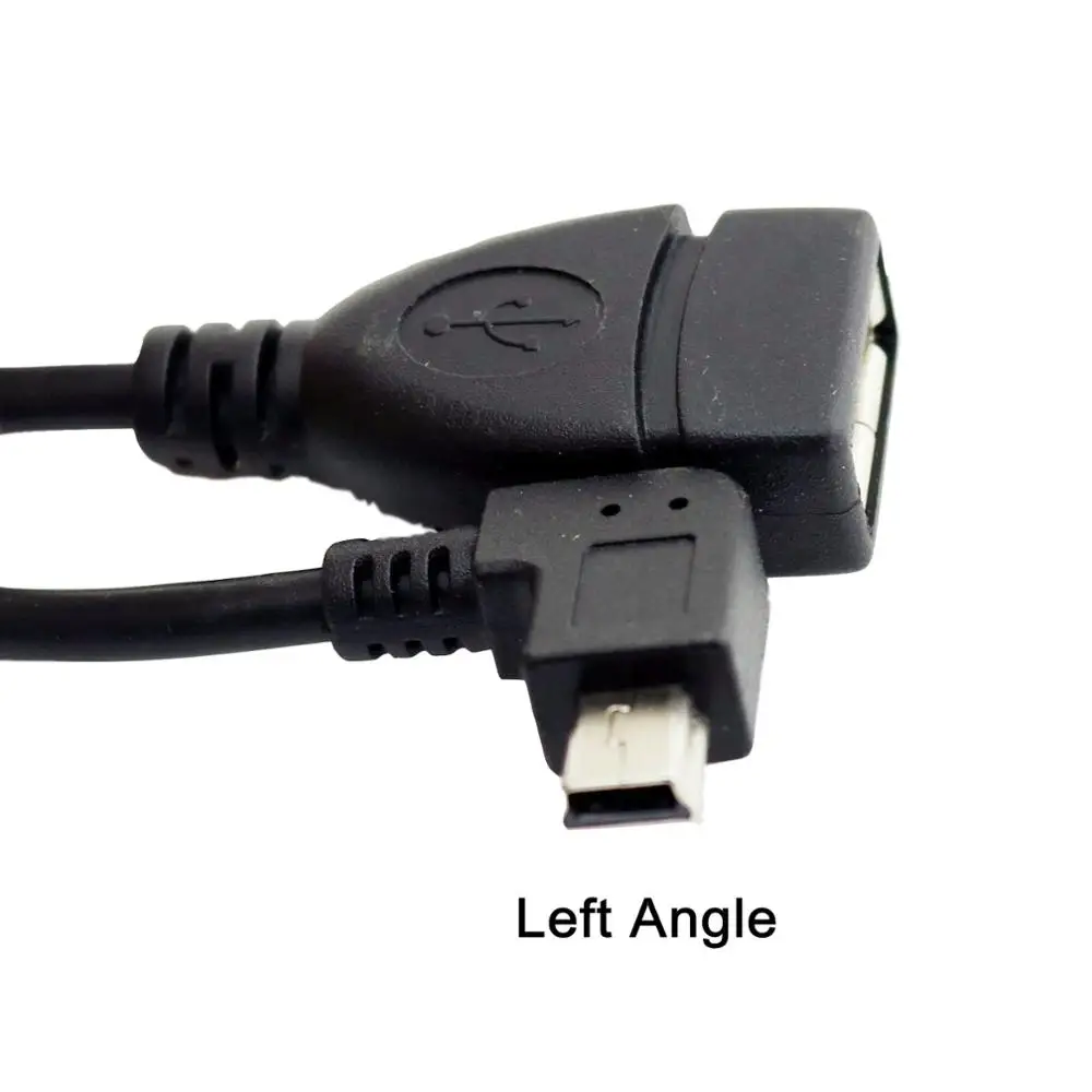 Left Angle 1x USB Mini 5-контактный штекер USB 2,0 Женский Джек хоста OTG адаптер Соединительный кабель с разъемом кабеля 15 см вверх/вниз/влево/вправо Угол - Цвет: Left Angle