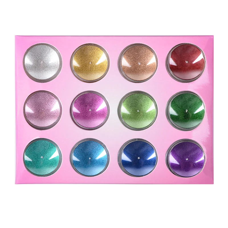 

12 Box/Set Rose Gold Bubble Mirror Powder Metallic Color Glitter Holographic Chrome Dust Pigment Manicure Nail Art Decorations