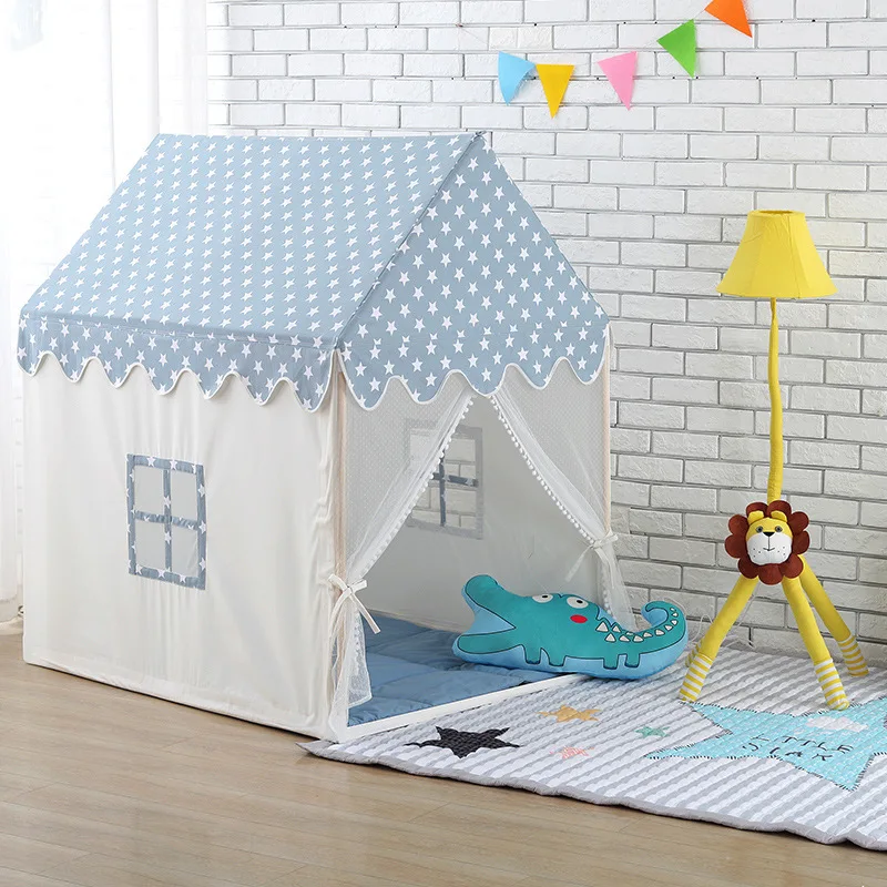 children's tent house large wooden frame game house inside and outside baby baby toy cottage princess castle Nordic wind