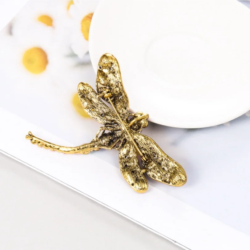 Винтажная брошь в виде стрекозы для женщин булавка с кристаллами модных