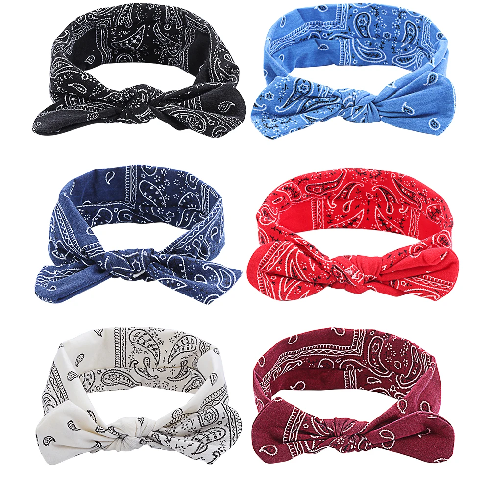 Модная ретро Бохо повязка на голову эластичная кроличьи ушки крест тюрбан