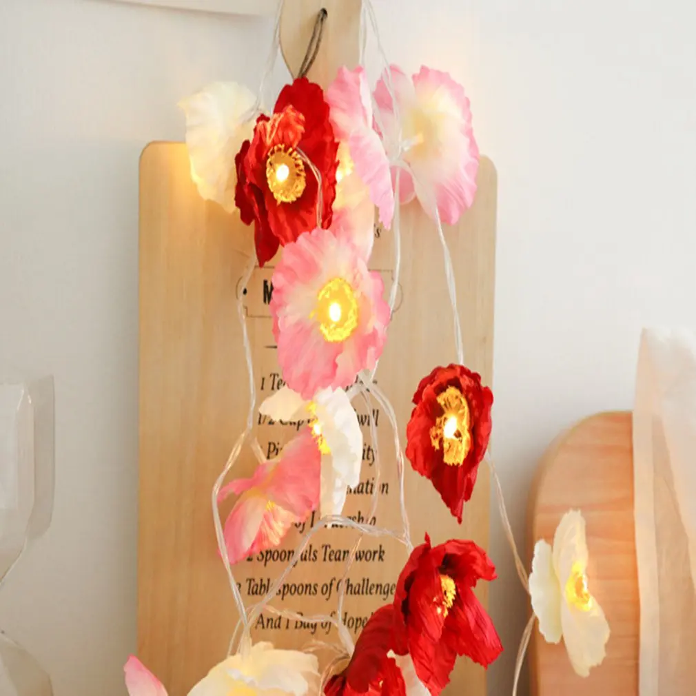 

10/20LEDString Light Christmas Orange Thistle Flower String Lighting Battery LEDFairy Light Party DecorLampDC12V Without Battery