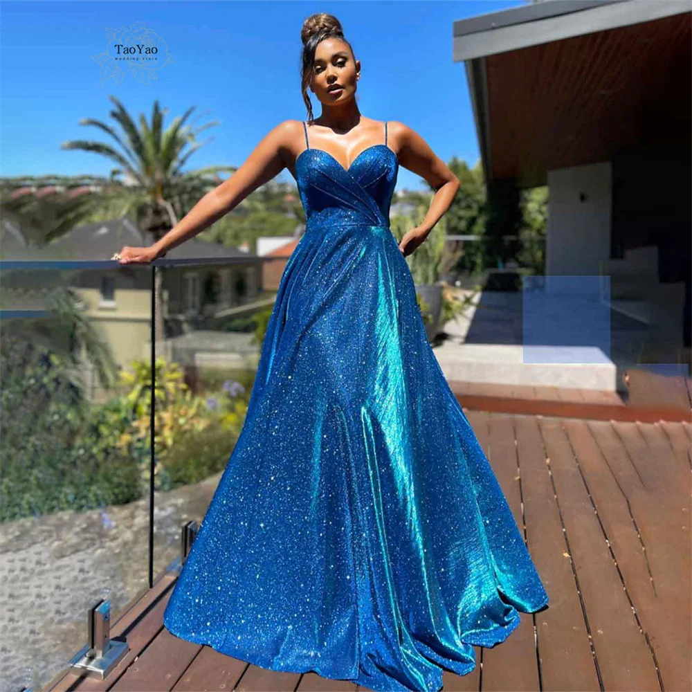 

Glittering Sweetheart Neck Evening Gowns for Women Spaghetti Straps Sleeveless Vestidos De Fiesta De Noche Robes De Soirée