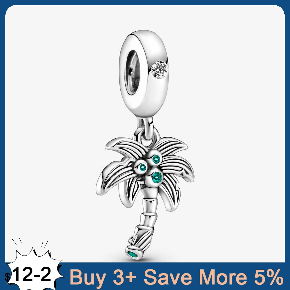 

Genuine 925 Sterling Silver Charm Palm Tree & Coconuts Beads Fit Original Pandora Bracelet Fine Silver Jewelry Making DIY Gift