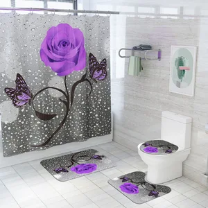 floral bath mat and shower curtain set shower curtain with hooks bath rugs anti skid bathroom carpet toilet foot pad bath mat free global shipping