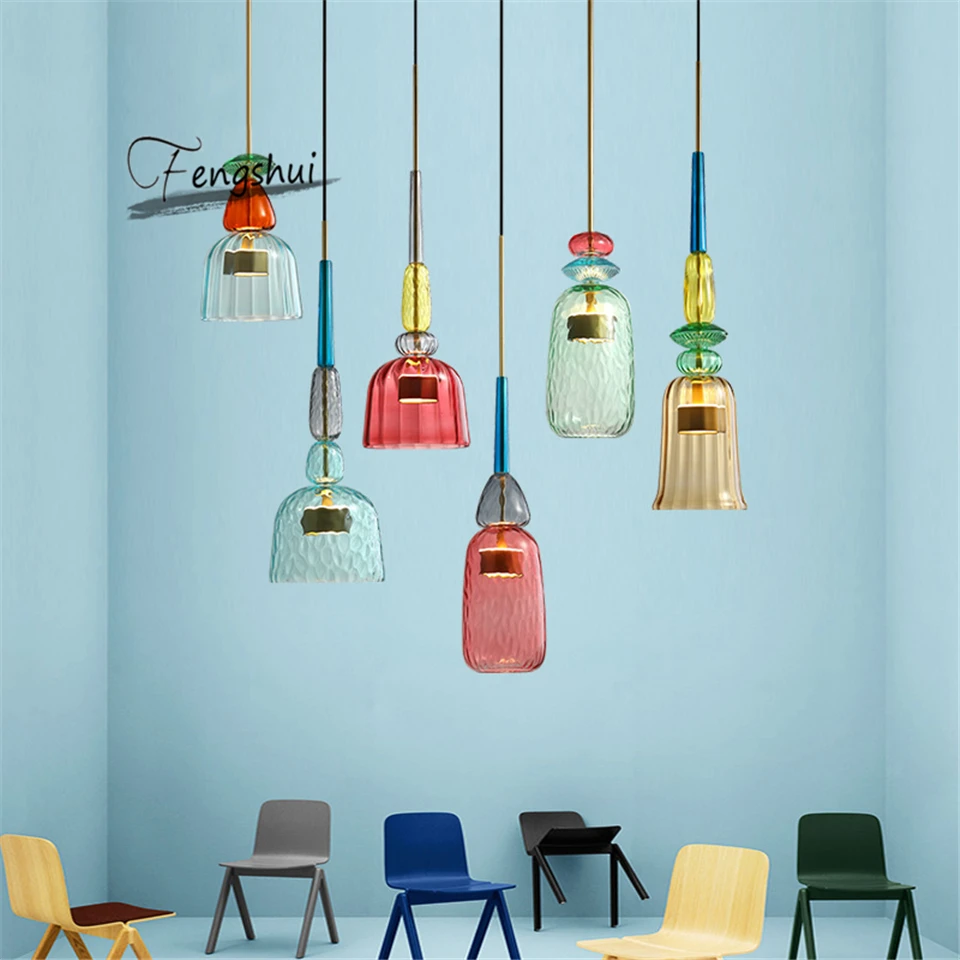 

Nordic Color Candy Pendant Lights modern Living Room Bedroom Children room Glass Hanging Lamps Decor pendant lamp light Fixtures