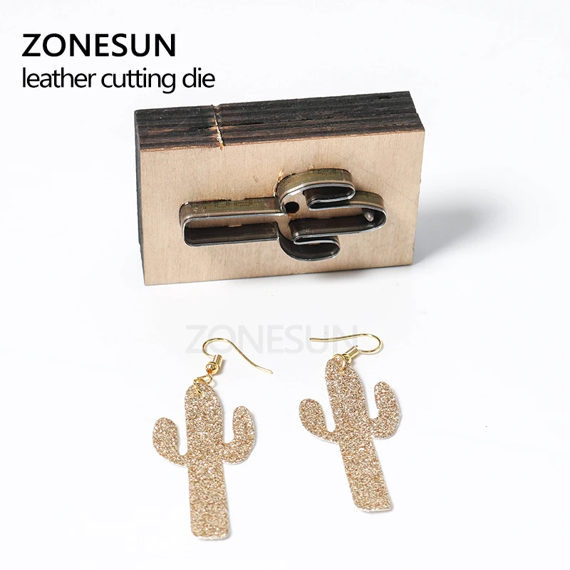 ZONESUN Сделай Сам резак для резки кожаных сережек высечка из кактуса шаблон