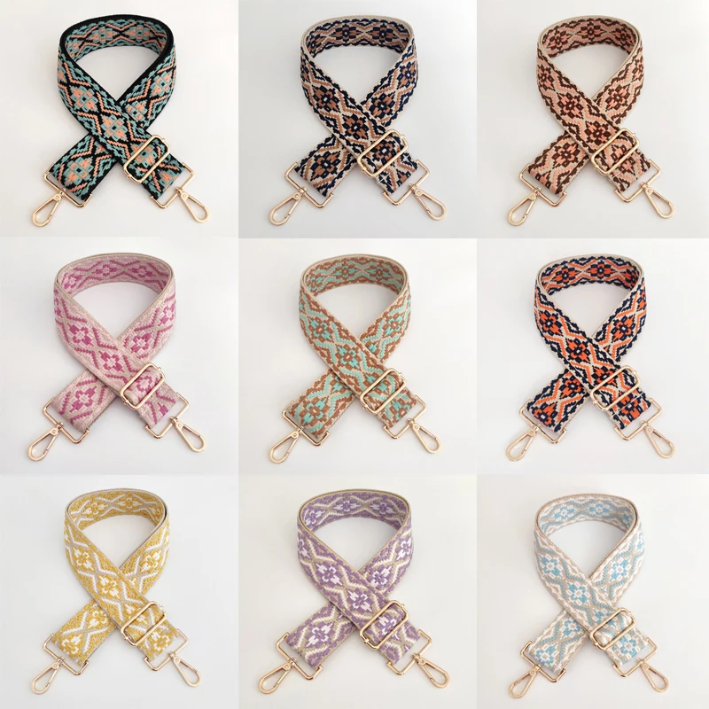Color Ethnic Style Jacquard Wide Shoulder Strap Adjustable All-match Bag Straps All-match Colorful Straps New Bag Accessories