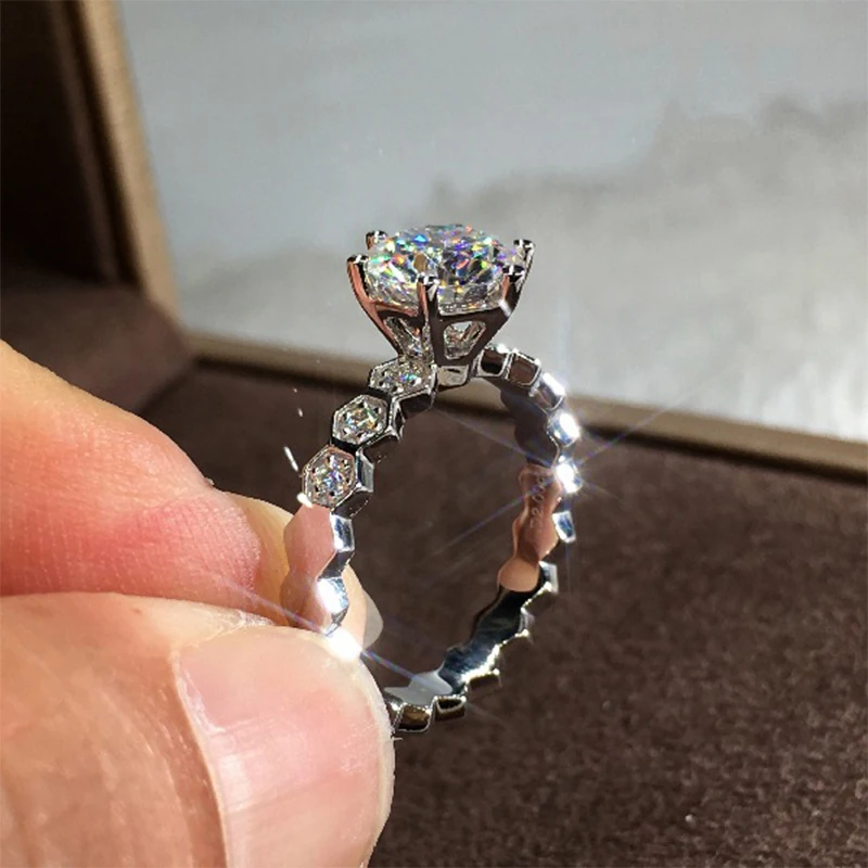 Женское Обручальное кольцо с 6 когтями фианитом|Обручальные кольца| |