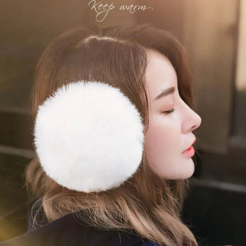 Зимние наушники из искусственного кроличьего меха женские плюшевые унисекс