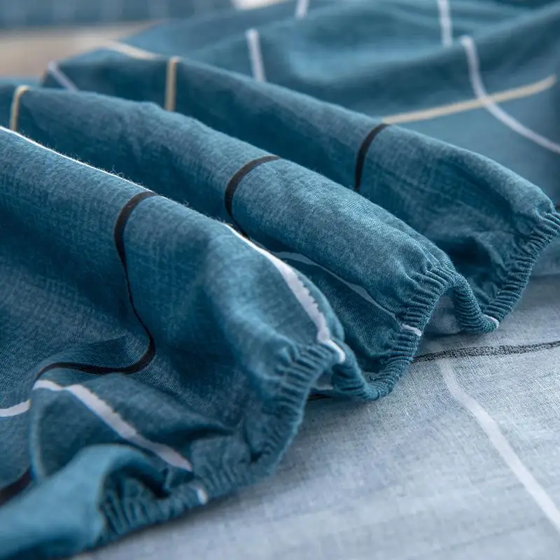 

Plaid 100%Cotton Bed Sheet Fitted sheet With Elastic Band Bed set Twin Queen King sze Bedlinen Mattress Cover 2pcs pillowcase