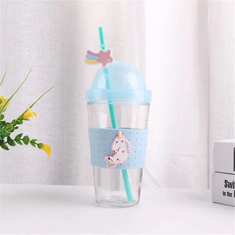 Корейская версия новой 450 мл мультфильм Единорог соломенная стеклянная
