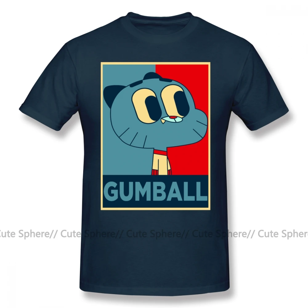 Gumball удивительный мир футболка удивительный мир Gumball 15 футболка с гамболом печатная мужская пляжная хлопковая Футболка 6xl - Цвет: Navy Blue