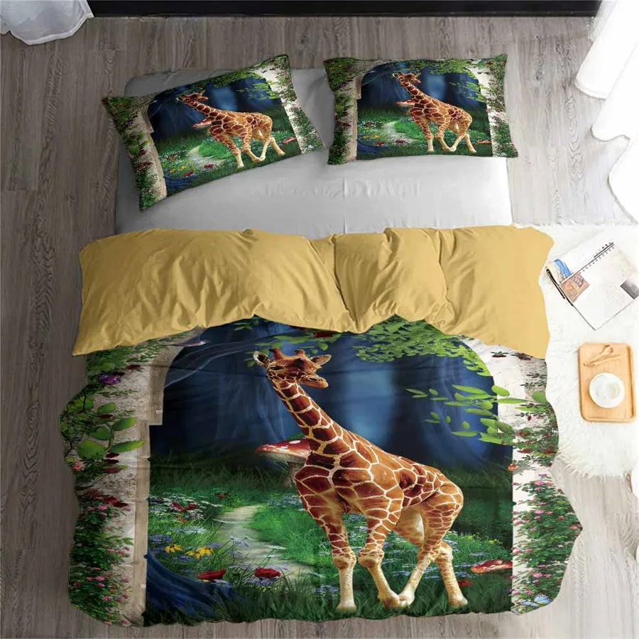 3d-комплект постельного белья HELENGILI пододеяльник с принтом жирафа реалистичное