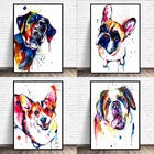 Цветные граффити искусство животное собака Абстрактная Картина на холсте постеры и принты Куадрос настенное искусство для гостиной домашний декор