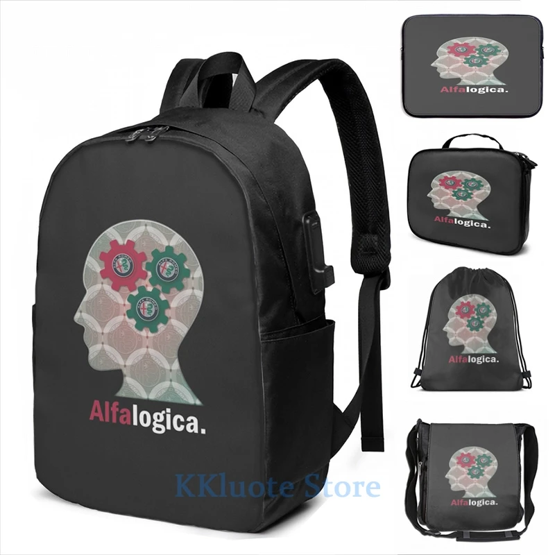 Забавный рюкзак Alfa Romeo Logic с графическим принтом школьные ранцы USB-зарядкой и