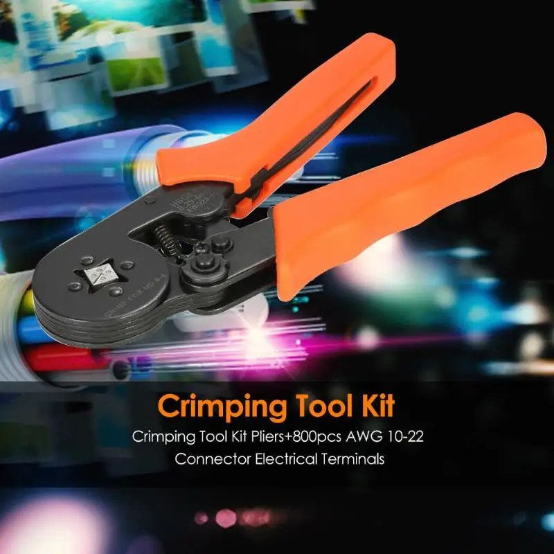 

Crimping Tool Kit Crimping Pliers+800pcs AWG 10-22 Connector Electrical Terminals Crimper Multifunctional Hand Tool Set