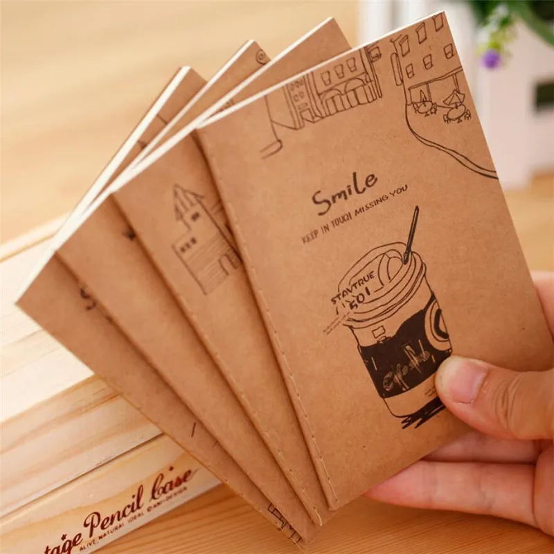 

1PCS Retro Cowhide Notebook Student Cute Soft Face Copy Small Book Carry Cartoon Stationery Sketch Supplies Wholesale