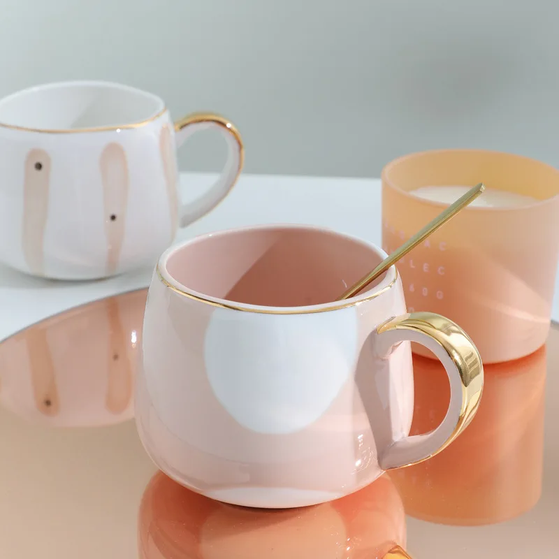 

Creative Household Ceramic Mug Luxury Nordic Coffee Cup Japanese Simple Water Cup Milk Cup Couple Cup