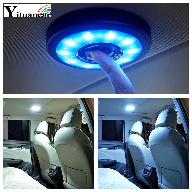 

Yituancar 3 Colors Change LED Decorative Atmosphere Dome Roof Light Rechargeable Car Styling Interior Reading Trunk Floodlight