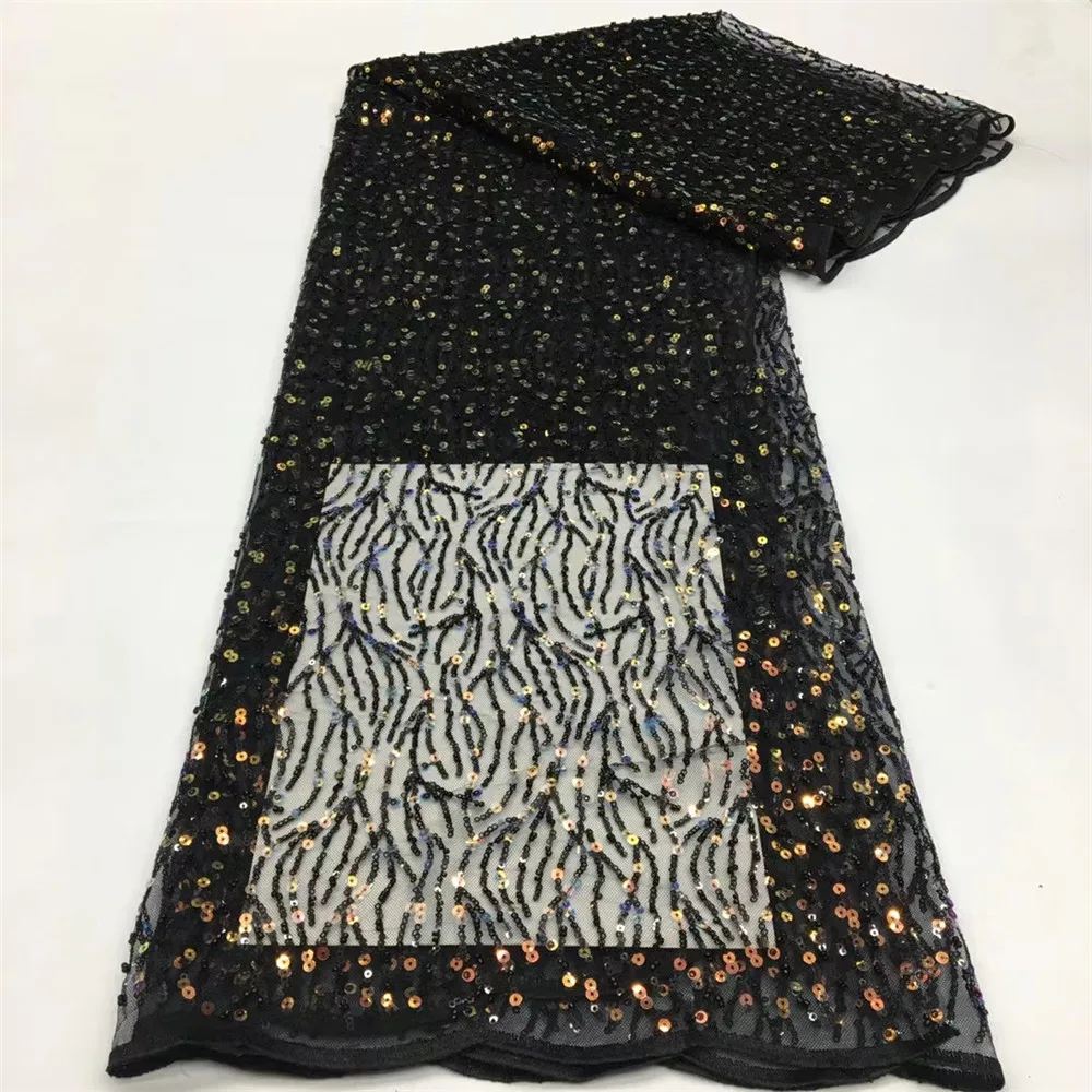 

Grey African Lace Fabric 2021 High Quality Sequins Lace Material French Nigerian Lace Fabrics Embroidery For Party Sewing