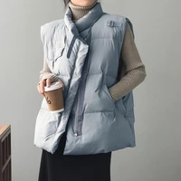 winter new women warm solid stand collar vest waistcoat windproof lightweight gilet warm female duck down coat sleeveless korean