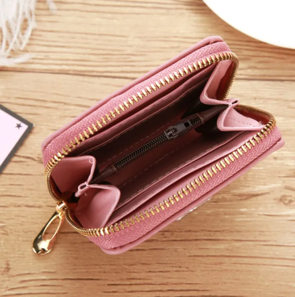 

Fashion Cute Heart Business Card Holder Wallet for Women Girls Leather Small Slim 2021 Mini Kawaii Monederos Para Mujer Pequeno